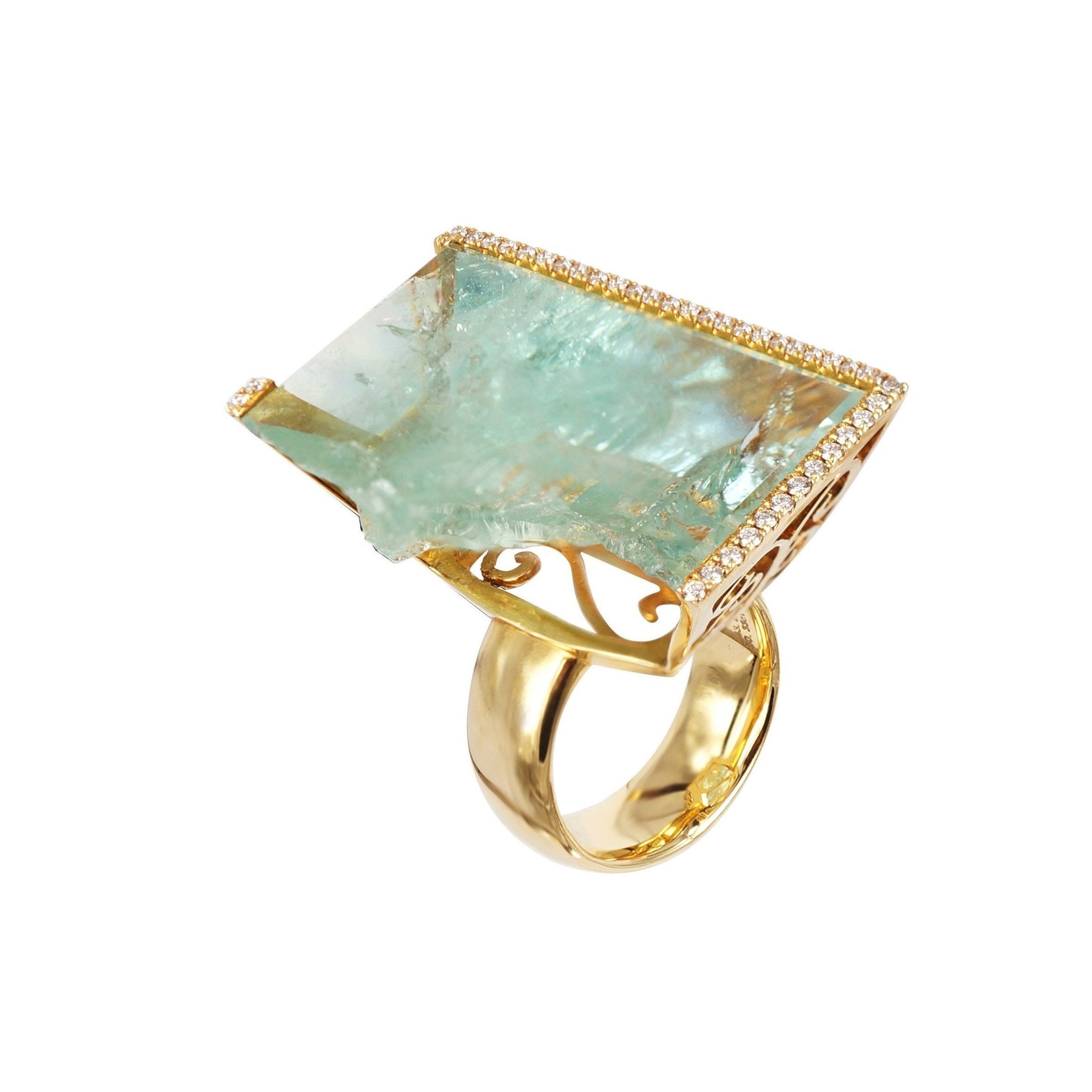 Aquamarine Peridot Diamond Infinity ring - 14K White Gold |JewelsForMe